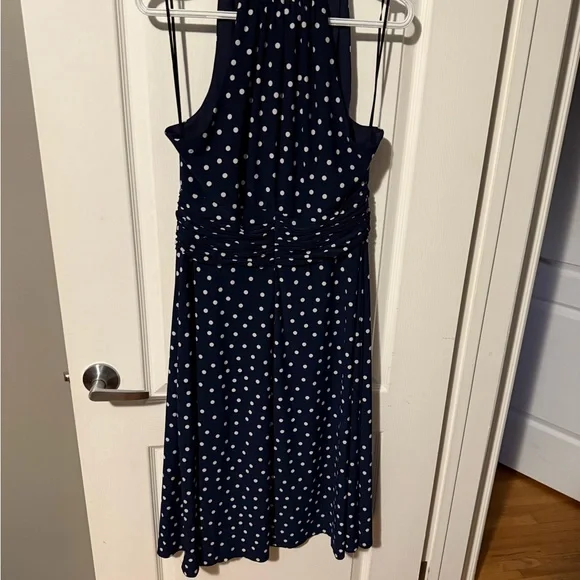 Elegant Navy Polka Dot Dress - Picture 3 of 4